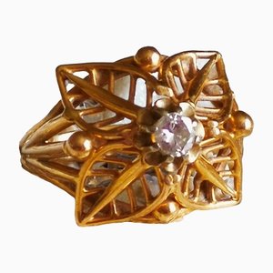 Ring with Gold Leaf Motifs and Diamonds, 1950s