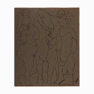 D'après Pablo Picasso, Femme Nue et Guitariste, 20ème Siècle, Linogravure