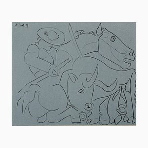 After Pablo Picasso, Nude Woman and Guitarist, 20th Century, Linocut