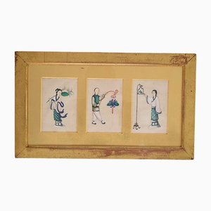 Peintures Antiques en Papier, Chine, Set de 3