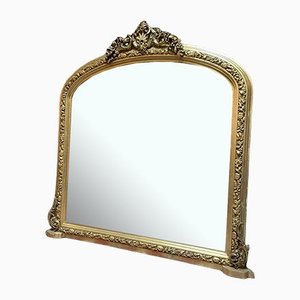 Grand Miroir de Cheminée en Bois Doré