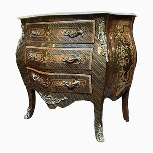 Marquetry Inlay Marble Top Chest of Drawers