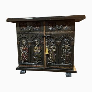 Antique Carved Oak Side Cabinet