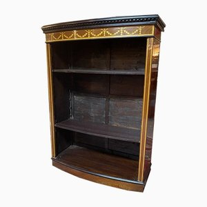 Sheraton Style Wooden Inlay Bow Front Bookcase