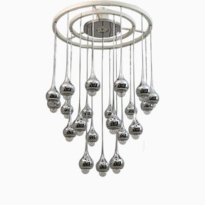 Mid-Century Chromed Metal Chandelier by Angelo Brotto for Esperia, Italy, 1970s