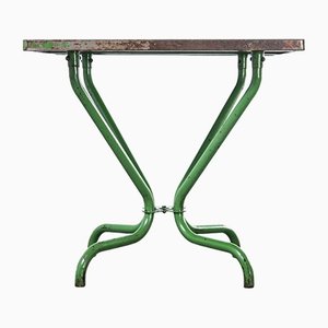 Französischer grüner Esstisch aus Metall für den Außenbereich, 1960er