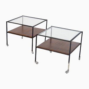 Coffee Tables in Glass Steel and Wood for Azucena, Set of 2