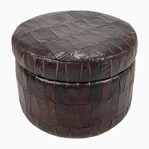 Pouf in pelle patchwork, anni '70