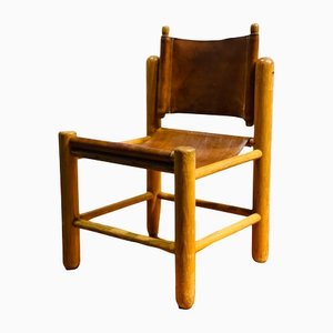 Fir & Leather Mountain Chair by Knud Friis & Elmar Moltke Nielsen, 1960