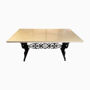 Art Deco Tisch aus Marmor & Schmiedeeisen