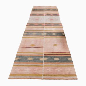 Turkish Stitched Kilim Oushak Runner Rug Handmade in Wool