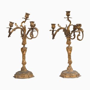 Antique French Candle Holders, Set of 2