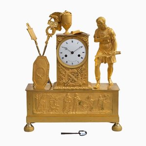 Antike französische Empire Uhr aus goldener Bronze