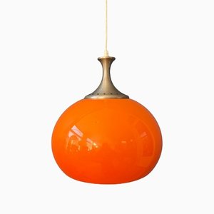 Lampe à Suspension Space Age Mid-Century Orange, 1970s