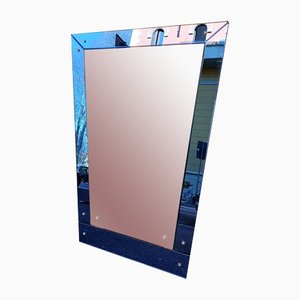 Mid-Century Blu Glass Geometric Mirror, 1950s From Fontana Arte