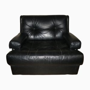 Black Leather Lounge Chair from Dux International, Sweden, 1960s