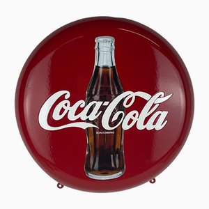 Deutsches emailliertes Coca-Cola Knopfschild aus Metall, 1990er