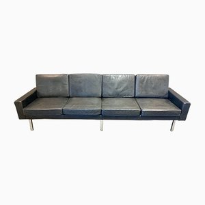 Black Leather Sofa, 1950s