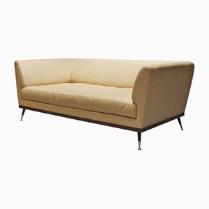 French Cream Leather Three Seater Sofa from Ligne Roset