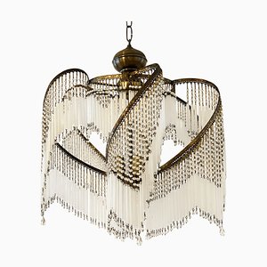 French Glass Bead Ceiling Light, 1960s