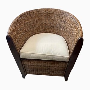 Wicker and Wood Tub Chair