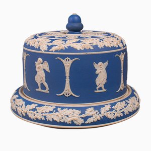 Viktorianische englische Jasperware Käsehalter oder Servierkuppel im Stil von Wedgwood
