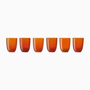 Idra Orange Water Glasses by Nason Moretti, Set of 6