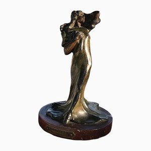 Art Nouveau Bronze Sculpture of Dancer by P.L. Dusouchet, France, 1910s