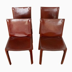 Model 412 D11 CAB Chairs in Metal & Leather by Mario Bellini for Cassina, 1977, Set of 4