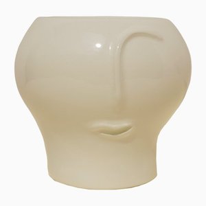 White Ceramic Face Vase by Chiara Cioffi for Materia Creative Studio