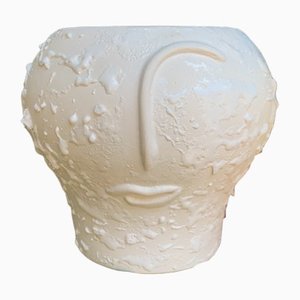 Weißes Gesicht aus Keramik von Chiara Cioffi für Materia Creative Studio