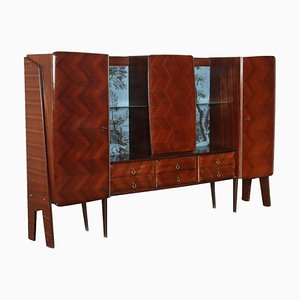 Cabinet in Veneered Wood & Glass, Italy, 1950s or 1960s