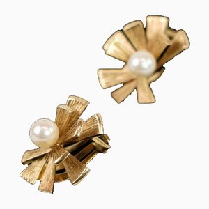Gold & Culture Pearl Clip-on Earrings by Ole Lynggaard, Set of 2