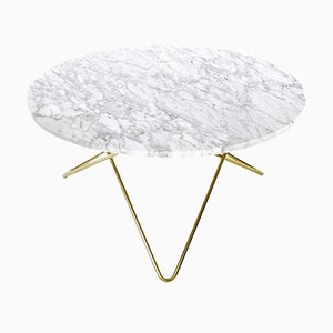 White Carrara Marble and Brass O Coffee Table from Oxdenmarq