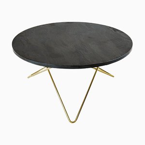 Black Slate and Brass O Coffee Table by Ox Denmarq
