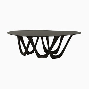 Schwarzer brauner skulpturaler G-Tisch aus Stahl von Zieta