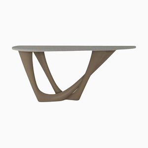 Beige Grey Duo Concrete Top and Stainless Base G-Console by Zieta