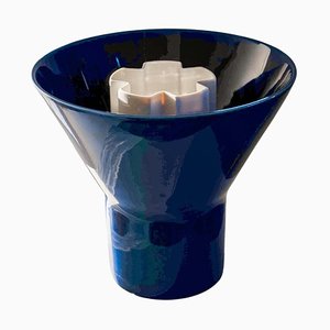 Large Blue Ceramic Kyo Vase and Large White Kyo Vase Star by Mazo Design, Set of 2