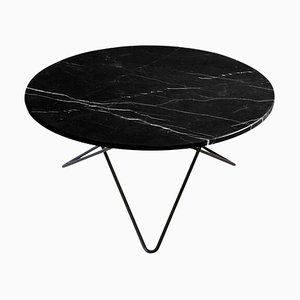 Black Marquina Marble and Black Steel O Table by Ox Denmarq