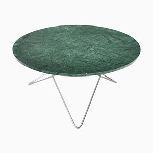 Green Indio Marble and Steel O Table by Ox Denmarq