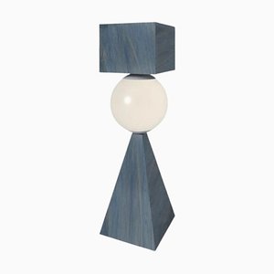 Azul Macaubas With F. Wooden Case Cs Class Table Lamp by Sissy Daniele