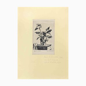 Hervé Le Bourdelles, Flowerpot, Original Etching, 1960s