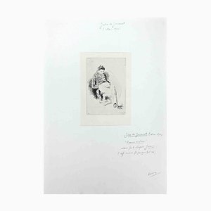 Jules De Goncourt, Homme Endormi, Gravure à l'Eau-Forte, Milieu du 19ème Siècle