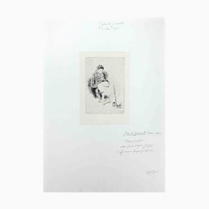 Jules De Goncourt, Sleeping Man, Original Etching, Mid 19th-Century