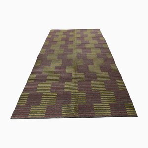 Tappeto Kilim Oushak in lana fatto a mano grigio, Turchia