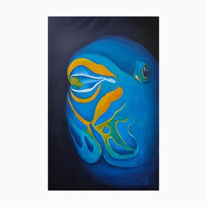 Patrick Chevailler, Another Parrotfish Head, 2017, óleo sobre lienzo