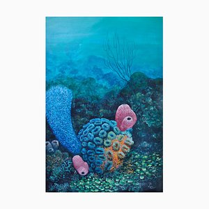 Patrick Chevailler, Star Coral and Sponges, 2021, óleo sobre lienzo