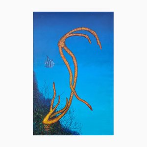 Patrick Chevailler, Corail Jaune et Spadefish, 2017, Huile sur Toile