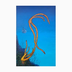 Patrick Chevailler, Yellow Coral and Spadefish, 2017, olio su tela