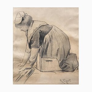 Rodolphe Piguet, La ménagère, 1905, Punta seca sobre papel